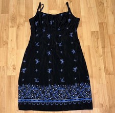 Vtg Maxi Dress 90s Y2K Floral Blue Women Sz Medium Fairy Grunge Resort Cottage