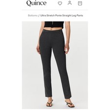 Quince Ultra Stretch Ponte Straight Leg Pants Charcoal Petite Medium