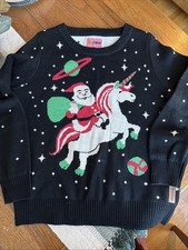 Tipsy Elves Santa Unicorn Ugly Christmas Sweater Black L Quick Shipping 
