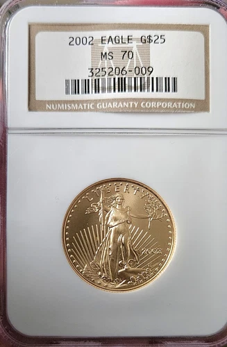 2002 NGC MS70 $25 Gold American Eagle Coin 1/2 oz 22k Gold Bullion
