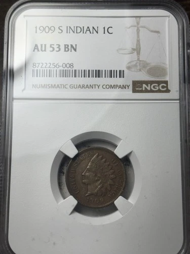 1909-S 1c NGC AU-53 Indian Head Cent