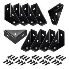 CMLY Corner Brackets, 10Pcs 38mm x 38mm, Black Steel, Triangle Shelf Brackets...