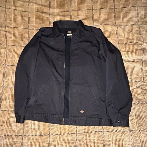 Dickies Men's Black Cotton Full Zip Collared Pocket Jacket M CA0106 - product listing photo