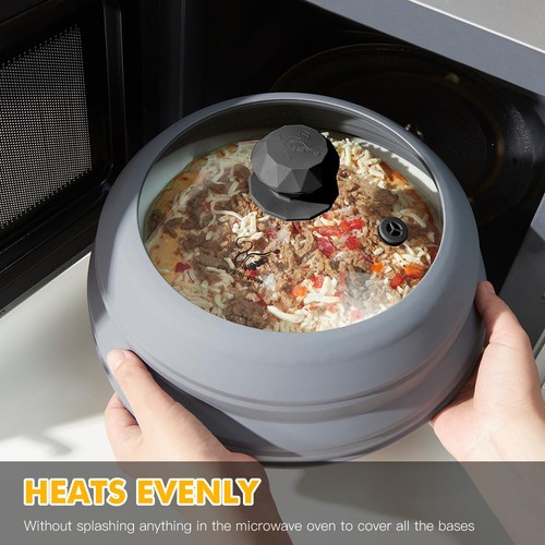 Microwave Splatter Cover Vented Glass Cover Splatter Guard Lid with Collapsib... - Picture 2 of 8