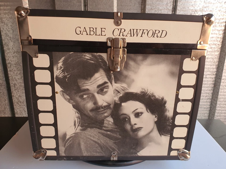 Storage Trunk Movie Room, CD, Tapes, Wooden Storage Box Cube Trunk Vintage Look - Image 2 of 4