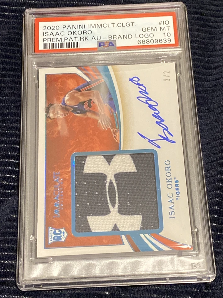 2020 Panini Immaculate Collegiate Isaac Okoro on card auto patch /2 PSA 10 - Image 2 of 3