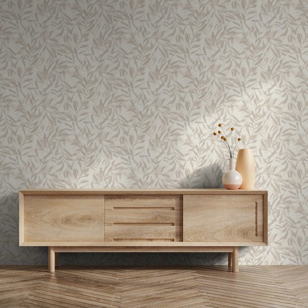 Vliestapete BläTter Struktur Skandi-Stil Creme Beige Metallic 82441 (3,73€/1Qm)-image