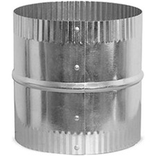HVAC Duct Pipe Connector, Round, Crimped Ends, Galvanized, 6-In.