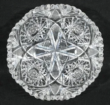 Libbey ABP Cut Glass Bowl Signed W/Sword 8" x 3 1/2"