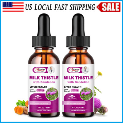(2 Pack) Milk Thistle Liquid Drop W/ Dandelion Root,Turmeric Root,Artichoke Leaf