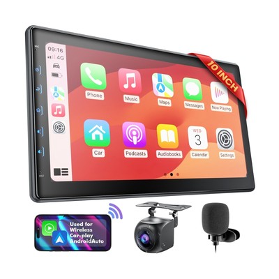 10 Inch IPS Touch Screen Double Din Car Stereo Compatible with Wireless Carpl...