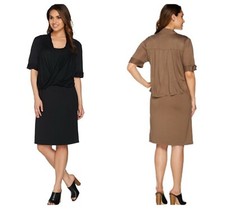 H BY HALSTON BLACK CHIC TWIST FRONT DETAIL SIDE POCKET KNIT DRESS Sz XS NEW $ 69
