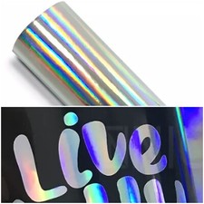 Gloss Silver Holographic DIY Cutting Craft Vinyl Permanent Adhesive Decal Roll