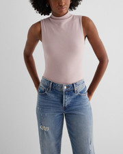Express Size XL Sleeveless Bodysuit Blush Body Contour Cozy Mock Neck NWT