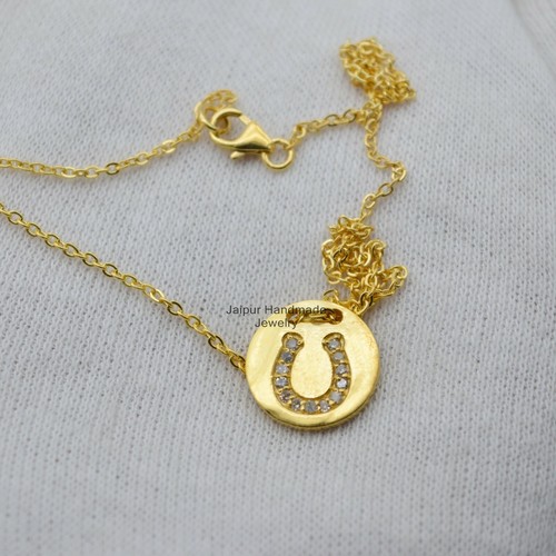 Pave Diamond Horse shoes Pendant 14K 