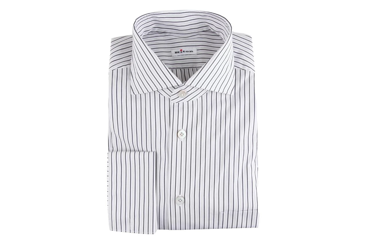 Camisas de vestir a rayas blancas Kiton para hombres