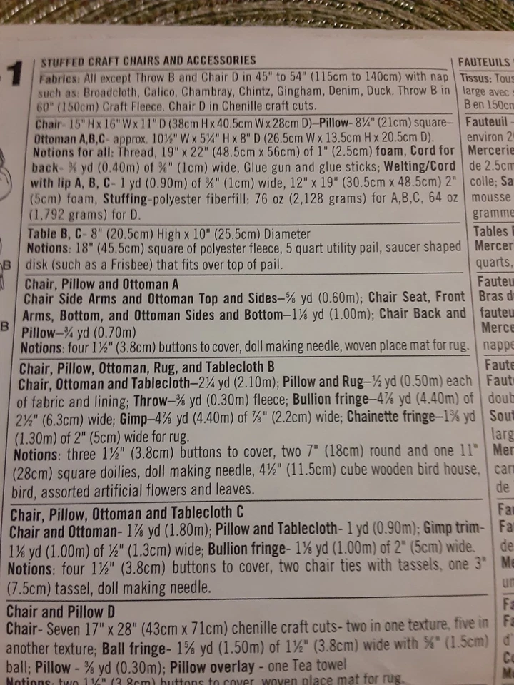 Simplicity Crafts Pattern 8641 Sunrise Designs Doll Furniture Uncut - Image 3 of 4