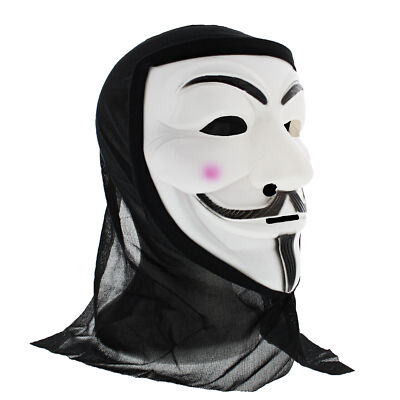 Zac's Alter Ego  Anonymous Guy Fawkes Maske mit schwarzem Tuch zum Bedecken des Kopfes