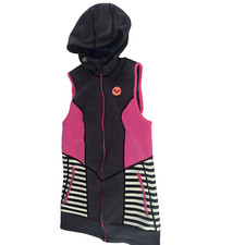 ROXY Sleeveless Hooded Scuba Full Zip Vest. 8 Long Grayish Purple / Pink. Gray
