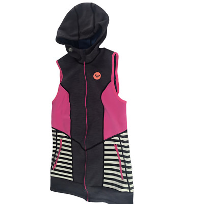 ROXY Sleeveless Hooded Scuba Full Zip Vest.  8 Long Grayish Purple / Pink. Gray 