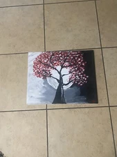 HAND PAINTED PAINTING ON CANVAS JAPANESE TREE MIDNIGHT