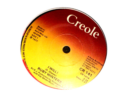 RUBY WINTERS - I WILL - BLUER DAYS AHEAD - 7''  SINGLE - CREOLE RECORDS - LOVERS