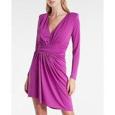 Express V-Neck Strong Shoulder Mini Dress XS