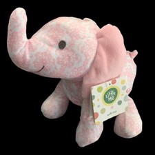 Little Me DAMASK ELEPHANT Pink Plush Lovey Rattle