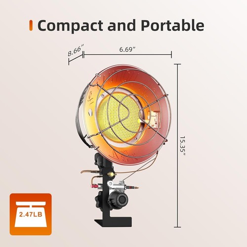 Mini 15,000 BTU Propane Heater for Camping and Outdoor Events - Lightweight - Picture 8 of 9