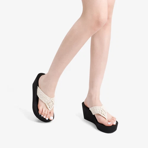 Women Platform Flip Flop Sandals Arch Support Wedge Heel Thong Sandals - Picture 10 of 26