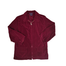 Vtg Maroon Red Velvet Zip Up Jacket By Regatta Women’s Small