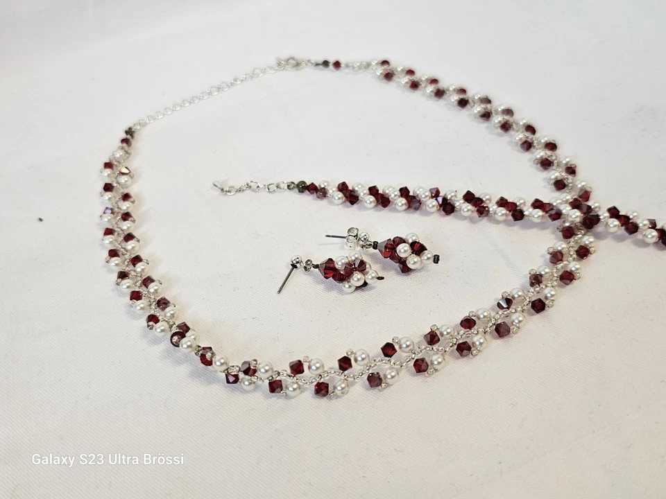 Perles Noel Set Perlen-Kette-Ohrstecker-Armband Brasselet Kristall aus dem... - Bild 4 von 4