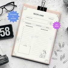 Recipe Card/cooking card Printable PDF Format