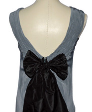 VERA WANG SZ 0 XS GRAY SLEEVELESS BLACK BOW ON BACK MINI COCKTAIL DESIGNER DRESS