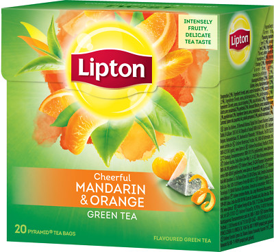 LIPTON Mandarin & Orange Flavored Green Tea 20 Silk Pyramid Bags