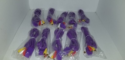 100 Wholesale LOT Purple 10FT AV Cable Cord for Super Nintendo Gamecube/N64/SNES