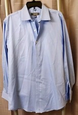 Kenneth Cole Reaction Mens Button Down Shirt Large 16.5 34/35 Blue Long Sleeve