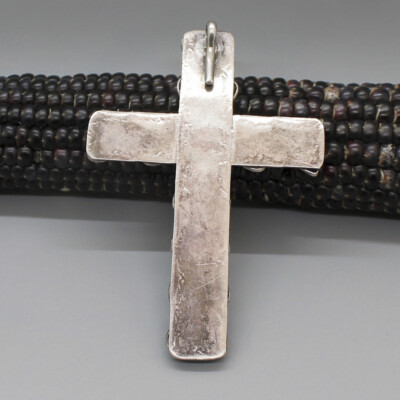 VINTAGE NAVAJO-LARGE STERLING SILVER AND TURQUOISE CROSS VINTAGE NAVAJO-LARGE STERLING SILVER AND TURQUOISE CROSS