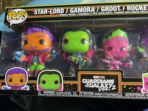 FUNKO POP GUARDIANS OF THE GALAXY VOL.2 Black Light 4 Figure Bobble-Head Set MIB - Picture 2 of 12