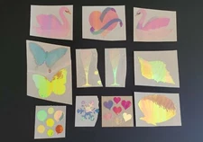 Hambly PEARL Opal Iridescent Swans Butterflies Shells Vintage 80’s Stickers
