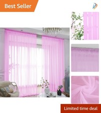 Stylish 2-Pack Pink Sheer Curtains 63  Long - Perfect for Any Room