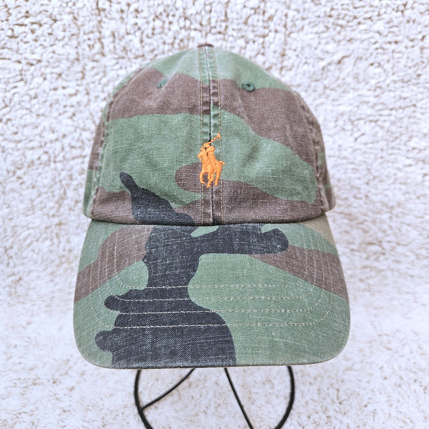 Polo Ralph Lauren cappello mimetico strapback arancione pony berretto cotone mimetico chino