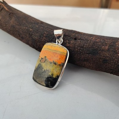 Bumble Bee Jasper Gemstone Pendant 925 Sterling Silver Free Shipping Item PG7146