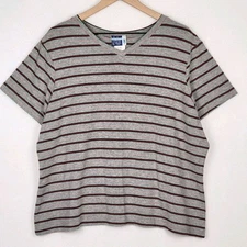Vintage Y2K Venezia Jeans Striped Tee Shirt Womens 3X Casual Preppy Minimalist 