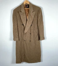 Hart Schaffner Marx Loro Piana Virgin Wool Overcoat Men's 50L Green Brown Coat