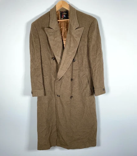 Hart Schaffner Marx Loro Piana Virgin Wool Overcoat Men's 50L Green Brown Coat