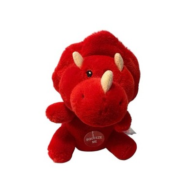 Cuddle Barn Lil Dino Bites Squeezers Red Triceratops Plush Toy 6.5'' Roars NEW