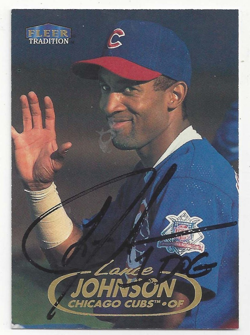 LANCE JOHNSON Chicago Cubs 1998 Fleer Tradition #239 Signed Card
