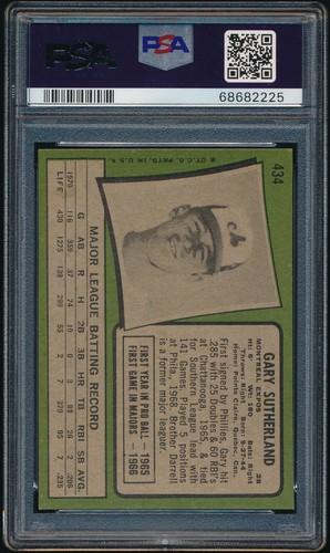 1971 TOPPS #434 GARY SUTHERLAND MONTREAL EXPOS PSA 8 !! NEW GRADE - Picture 2 of 2