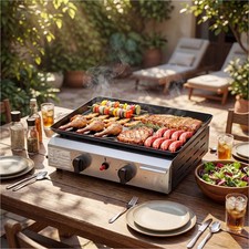 Gasgrill 10000BTU/2,4 KW Gas-Grill inkl 2 Edelstahl-Brenner Druckminderer …